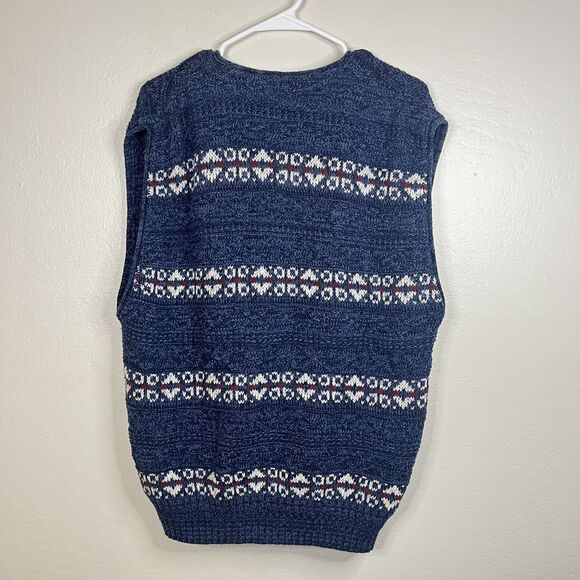 Vintage Sweater Vest Mervyns Cambridge Classics Knit Fair Isle Button Blue Men L - Picture 5 of 7